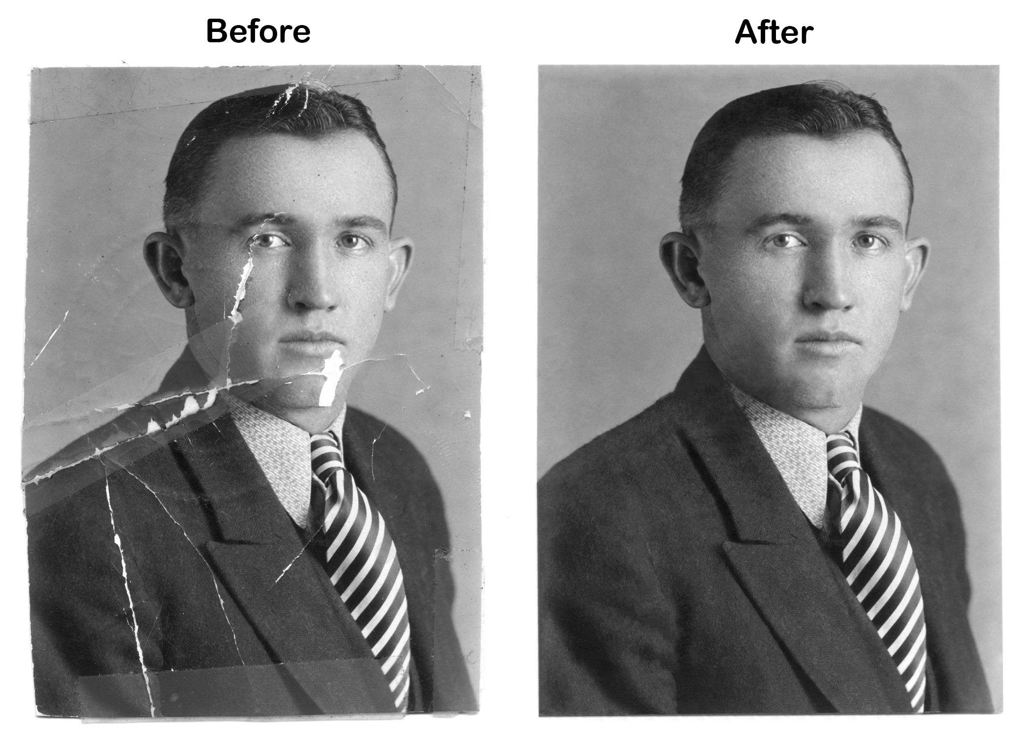 Photo restoration before and after